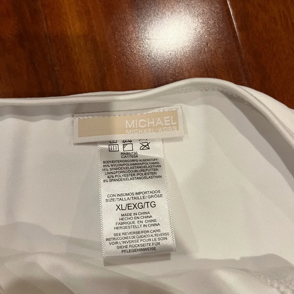 MICHAEL KORS Bikini Bottom Swim White Solid MM8H142 Resort Beach New NWT Size XL